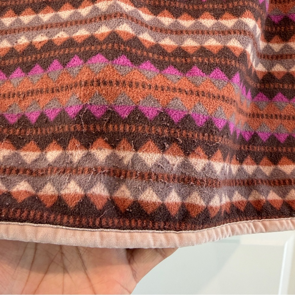 Patagonia Women’s Micro-D Snap-T Fleece in Pink Diamond Stripe Sisu Brown sz XL - Picture 11 of 11